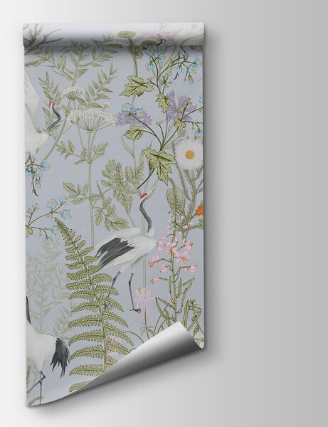 Carta da parati Una carta da parati con uccelli e fiori, Carta da parati Natura, Carta da parati popolare, w00380v1 - Tapeko.it