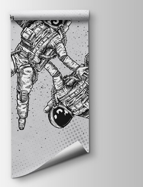 Carta da parati Un disegno di astronauti nello spazio, Carta da parati Spazio, Carta da parati popolare, w00630 - Tapeko.it