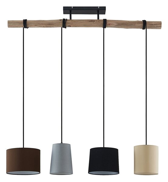 Lampada a sospensione Lindby, Amilia, dimmerabile, Legno, Cucina, Tessuto / Tessile, Moderno