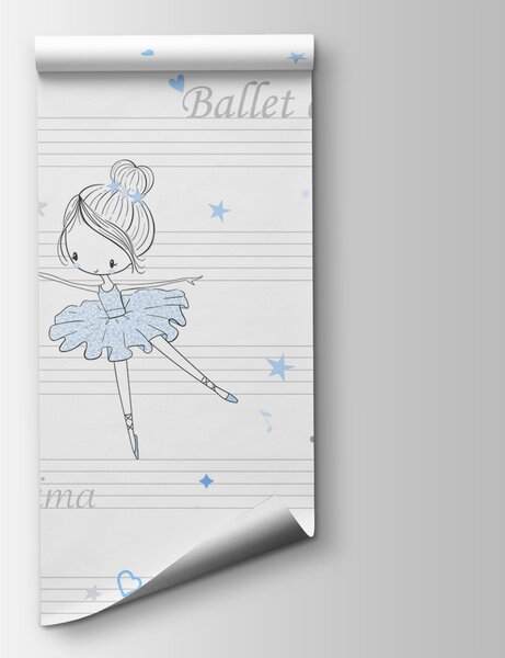 Carta da parati Un gruppo di ballerini di danza classica su note musicali, Carta da parati per Bambini, Carta da parati popolare, w00755v1 - Tapeko.it