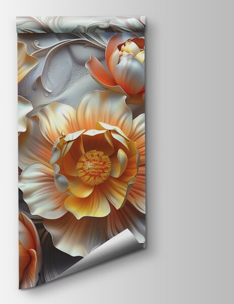 Carta da parati Carta da parati con fiori e foglie, Carta da parati 3d fiori, Carta da parati popolare, w01427v1 - Tapeko.it
