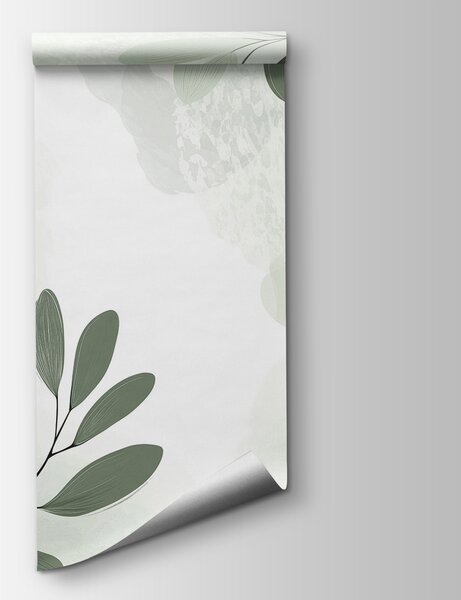 Carta da parati Design floreale bianco e verde, Carta da parati Natura, Carta da parati popolare, w01451v2 - Tapeko.it