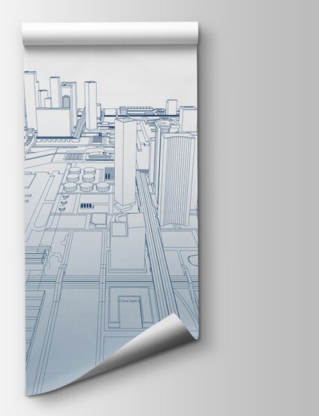 Carta da parati Il progetto di una città, Carta da parati citta, Carta da parati popolare, w01026v1 - Tapeko.it