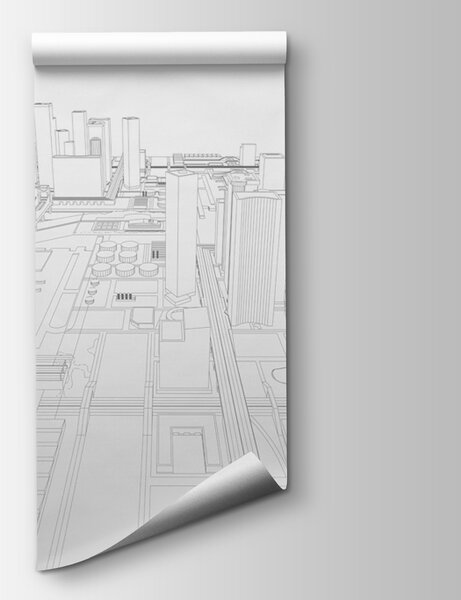 Carta da parati Disegno di una città, Carta da parati citta, Carta da parati popolare, w01026 - Tapeko.it