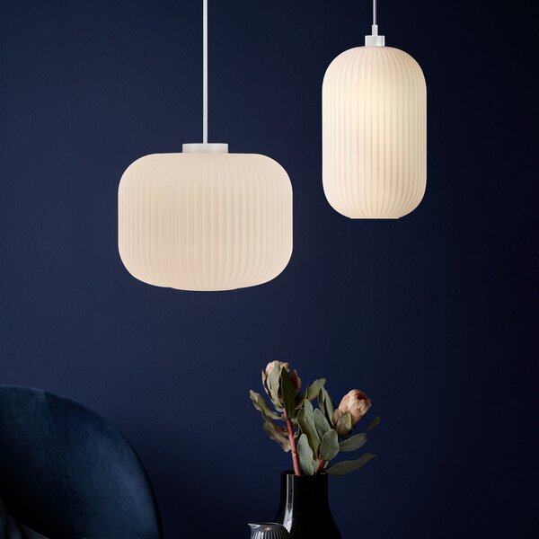 Lampada a sospensione Nordlux, Milford 20, dimmerabile, Bianco, Soggiorno, Vetro, Scandinavo