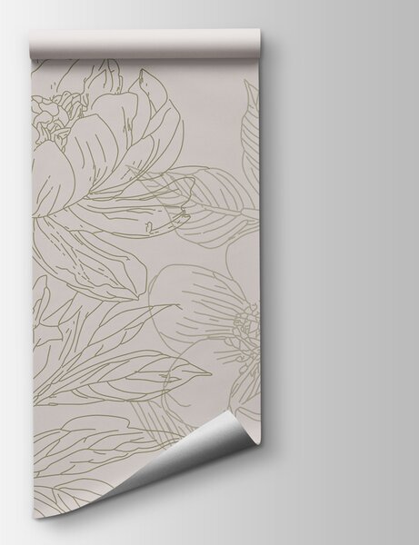 Carta da parati Disegno di fiori e foglie, Carta da parati Natura, Carta da parati popolare, w01530 - Tapeko.it
