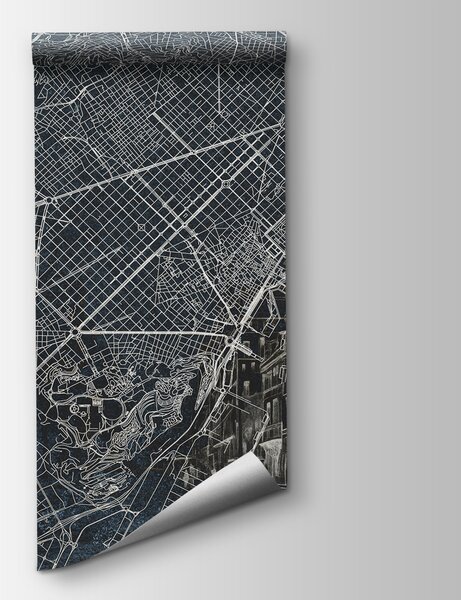 Carta da parati Mappa di una città, Carta da parati mappe del mondo, Carta da parati popolare, w01695v1 - Tapeko.it