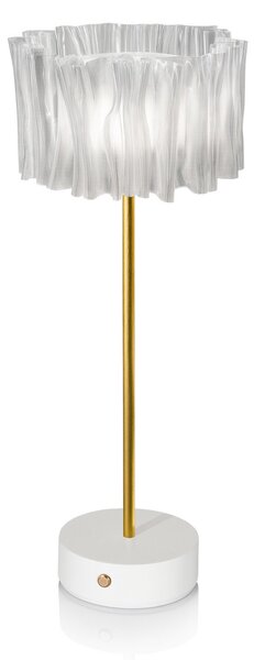 Lampade da tavolo Slamp, Accordéon Battery, dimmerabile, Trasparente, Soggiorno, Metallo, Design