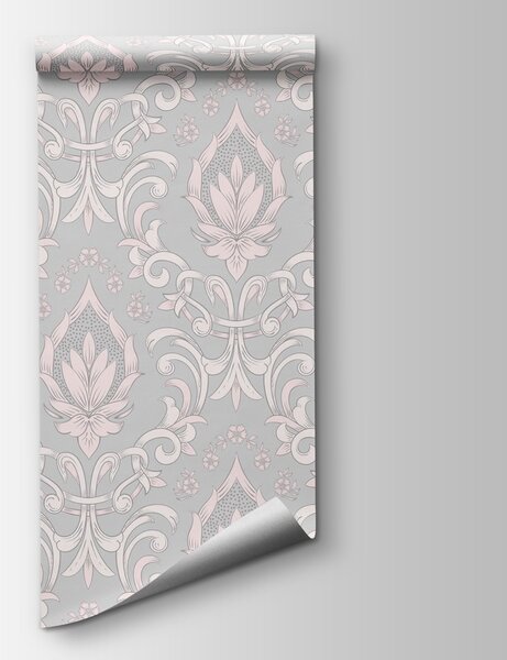 Carta da parati Carta da parati con disegni rosa e bianchi, Carta da parati popolare, Carta da parati popolare, w02246v1 - Tapeko.it