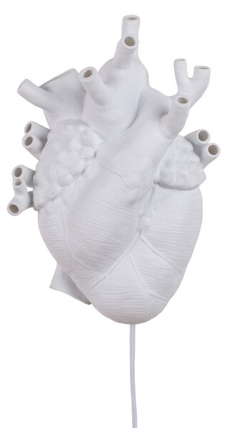 Applique da parete SELETTI, Heart Lamp, Bianco, Soggiorno, Ceramica, Design
