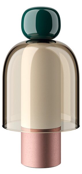 Lampada da tavolo Easy Peasy ToGo, oro rosa/verde scuro