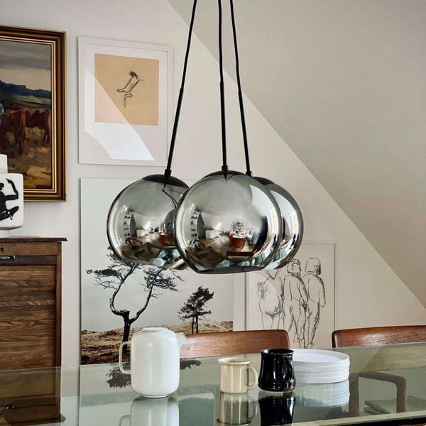 Lampada a sospensione Dyberg Larsen, Harry 3, dimmerabile, Grigio, Soggiorno, Vetro, Scandinavo