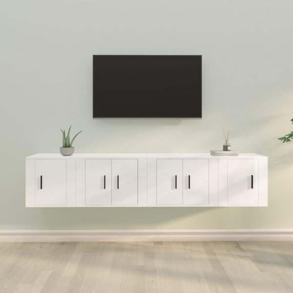 Mobile Porta TV Bianco Lucido 120x40x40 cm in Legno Multistrato