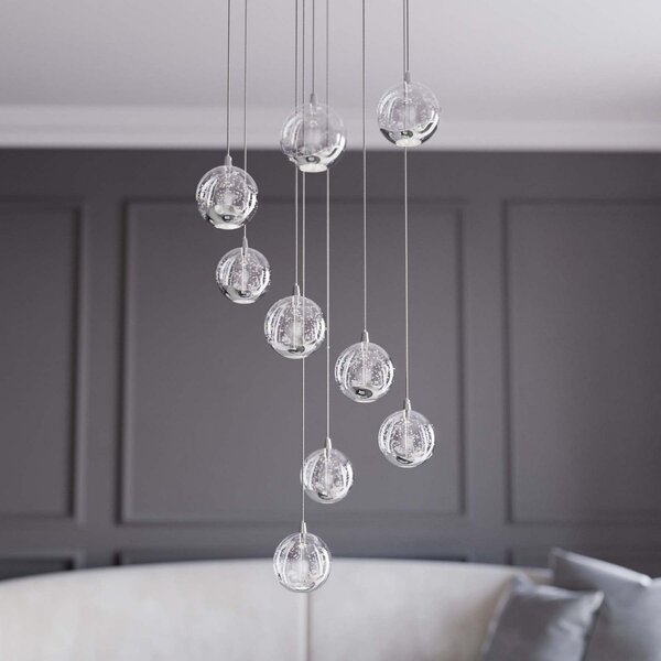 Lampada a sospensione Lucande, Hayley, Metallizzato, Soggiorno, Vetro, Design