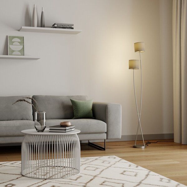 Lampada da terra Lucande, Juljana, Beige, Soggiorno, Tessuto / Tessile, Moderno