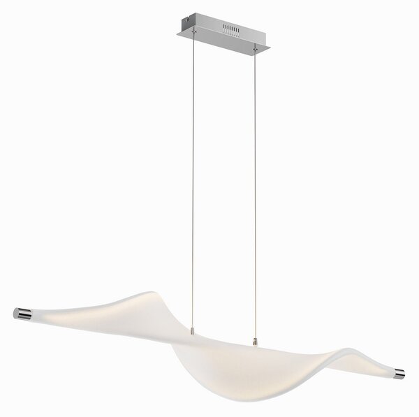Lampada a sospensione Lucande, Edano, dimmerabile, Bianco, Soggiorno, Tessuto / Tessile, Moderno