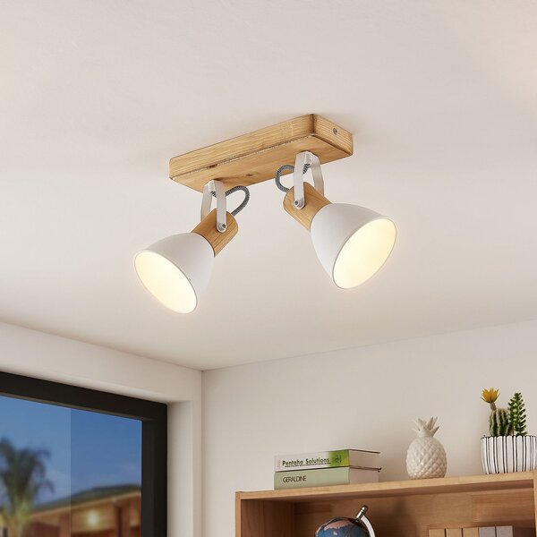 Plafoniera Lindby, Merela, dimmerabile, Legno, Soggiorno, Legno, Scandinavo