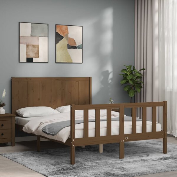 HOMCOM Letto 1 Piazza e Mezza Legno e Acciaio in Stile Industriale  147x208x103cm