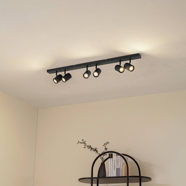 Faretto da soffitto Lindby Kardis, grigio scuro, a 6 luci, metallo, GU10 Kardis Lindby, dimmerabile, Alluminio / Grigio / Zincato, Corridoio, Alluminio, Moderno, Faretto