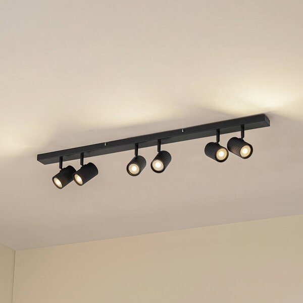 Faretto da soffitto Lindby Kardis, grigio scuro, a 6 luci, metallo, GU10 Kardis Lindby, dimmerabile, Alluminio / Grigio / Zincato, Corridoio, Alluminio, Moderno, Faretto