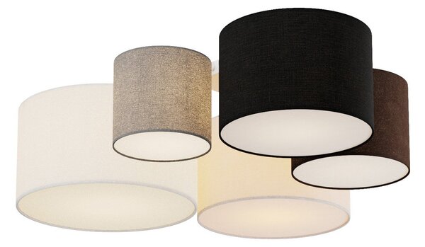 Plafoniera Lindby, Laurenz, dimmerabile, Grigio, Soggiorno, Tessuto / Tessile, Moderno