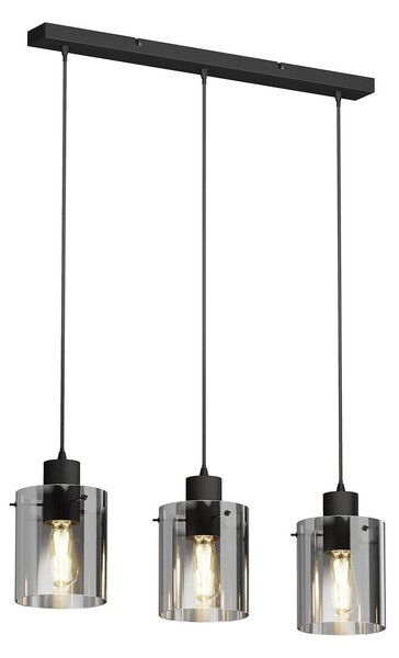 Lampada a sospensione Lindby, Kourtney, dimmerabile, Nero, Soggiorno, Vetro, Moderno