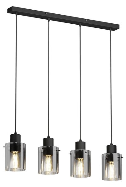 Lampada a sospensione Lindby, Kourtney, dimmerabile, Nero, Soggiorno, Vetro, Moderno