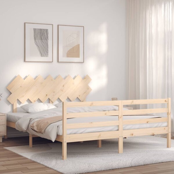 Struttura Letto Matrimoniale 160 x 200 cm Letto in Legno di Pino con  Testiera e Pediera