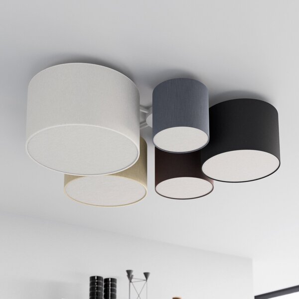 Plafoniera Lindby, Laurenz, dimmerabile, Grigio, Soggiorno, Tessuto / Tessile, Moderno