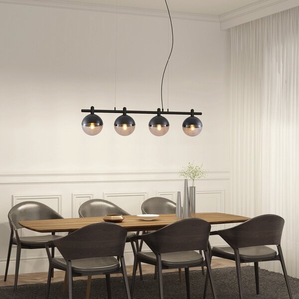 Lampada a sospensione Lucande, Dustian, dimmerabile, Nero, Cucina, Vetro, Design