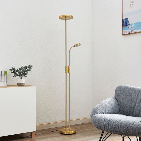 Lampada da terra Lindby, Seppa, dimmerabile, Dorato / Ottone, Soggiorno, Metallo, Moderno