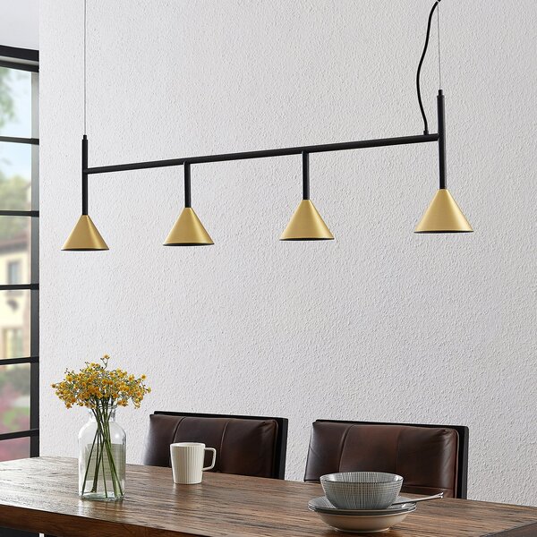 Lampada a sospensione Lucande, Kartio, dimmerabile, Nero, Soggiorno, Metallo, Design