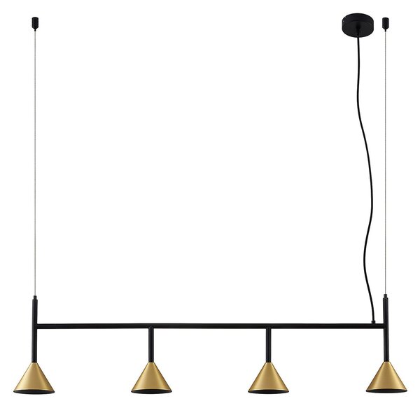 Lampada a sospensione Lucande, Kartio, dimmerabile, Nero, Soggiorno, Metallo, Design