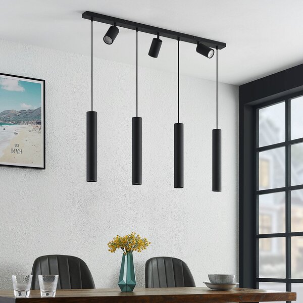 Lampada a sospensione Lindby, Sanad, dimmerabile, Nero, Soggiorno, Metallo, Moderno