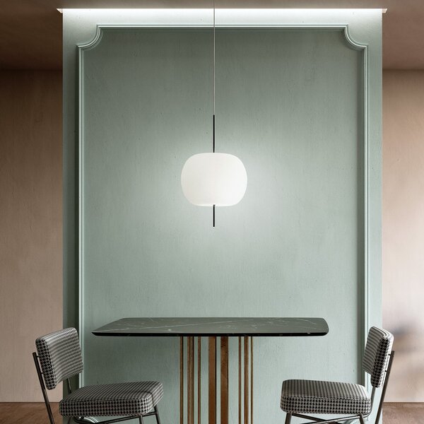Lampada a sospensione kdln, KUSHI 16, dimmerabile, Bianco, Soggiorno, Vetro, Design