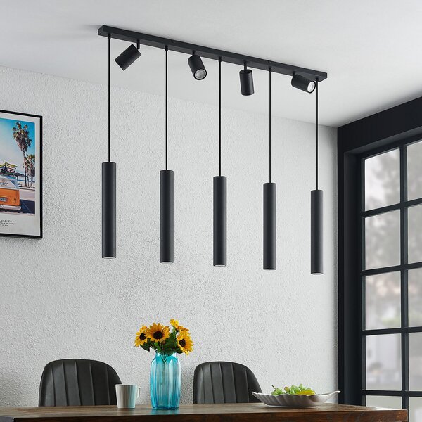 Lampada a sospensione Lindby, Sanad, dimmerabile, Nero, Soggiorno, Metallo, Moderno