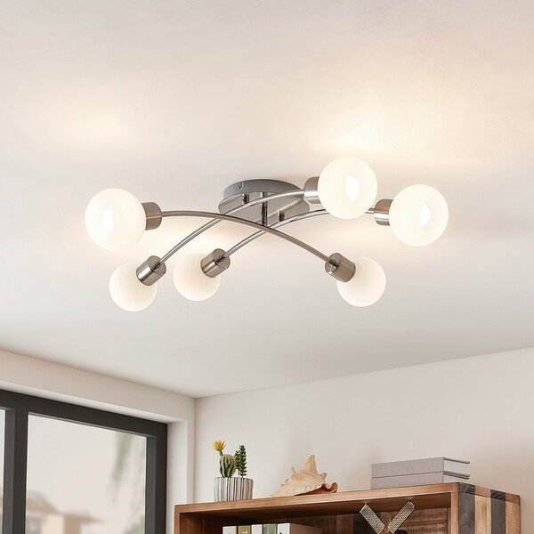 Plafoniera Lindby, Agmar, dimmerabile, Metallizzato, Soggiorno, Metallo, Moderno