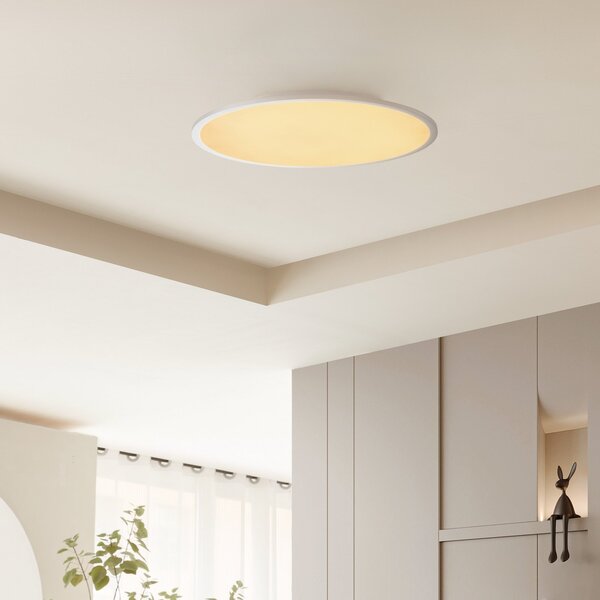 Plafoniera Lindby, Narima, dimmerabile, Grigio, Cucina, Plastica, Moderno