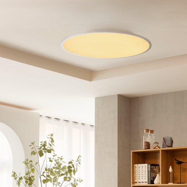 Plafoniera Lindby, Narima, dimmerabile, Grigio, Cucina, Plastica, Moderno