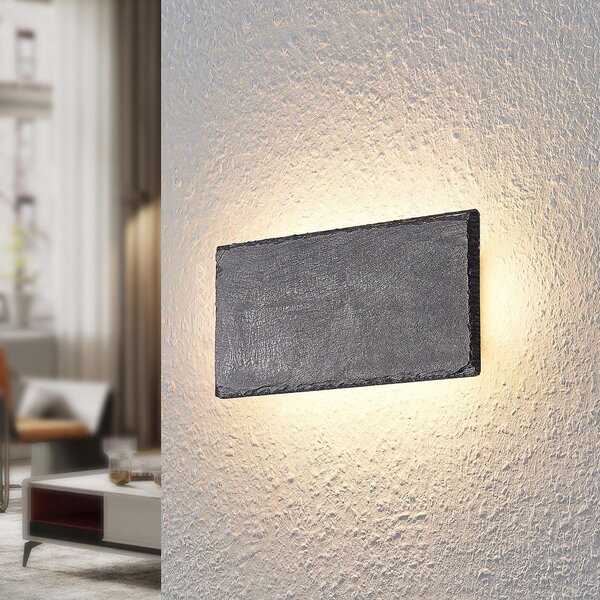 Applique da parete Lindby, Peetu, dimmerabile, Grigio, Soggiorno, Pietra, Moderno