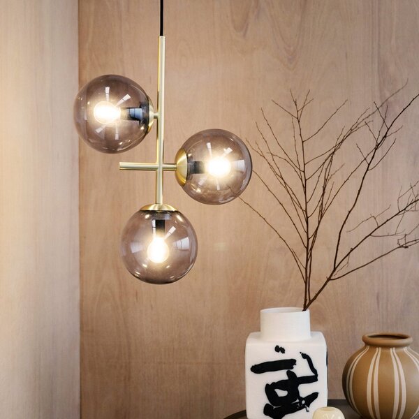 Lampada a sospensione Dyberg Larsen, Como, dimmerabile, Dorato / Ottone, Cucina, Vetro