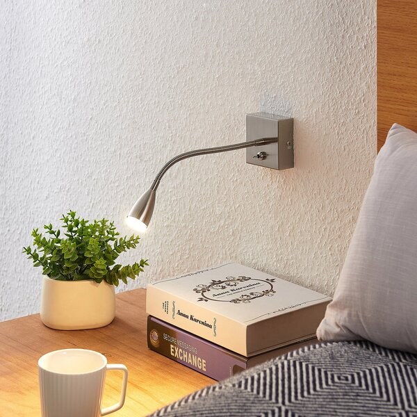 Applique da parete Lindby, Jolka, Grigio, Camera da letto, Metallo, Moderno