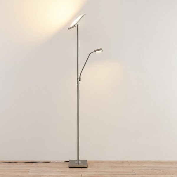 Lampada da terra Lindby, Sumani, dimmerabile, Grigio, Soggiorno, Metallo, Moderno