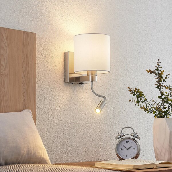Applique da parete Lucande, Brinja, Metallizzato, Soggiorno, Tessuto / Tessile, Moderno