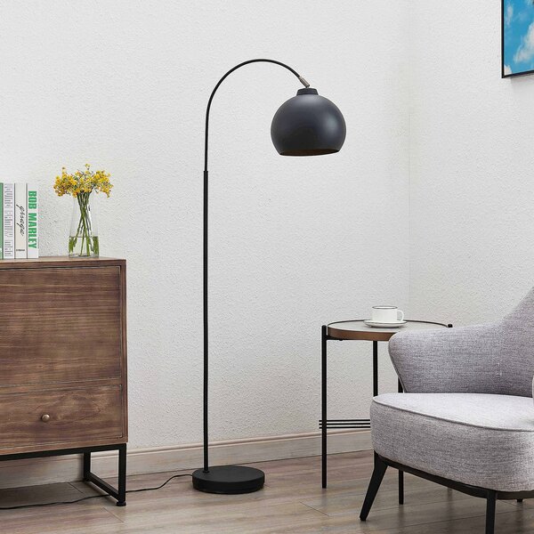 Lampada da terra Lindby, Minali, Nero, Soggiorno, Metallo, Moderno