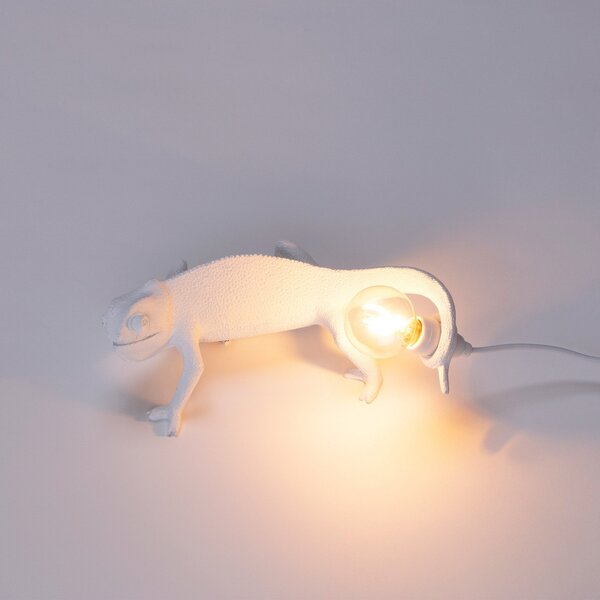 Lampade da tavolo SELETTI, Chameleon Lamp Going Up, Bianco, Soggiorno, Plastica, Design