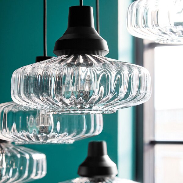 Lampada a sospensione DESIGN BY US, New Wave Optic, dimmerabile, Trasparente, Soggiorno, Alluminio, Design
