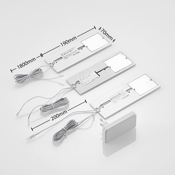 Nortra Lampada LED per mobili, set da 3, colore alluminio Arcchio, Nortra, dimmerabile, Metallizzato, Soggiorno, Metallo, Moderno