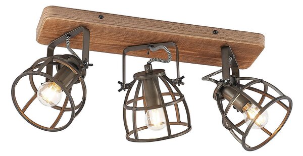 Plafoniera Lindby, Rutger, dimmerabile, Legno, Soggiorno, Legno, Vintage