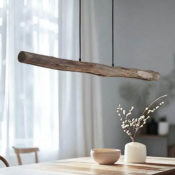 Lampada a sospensione Lindby, Nekala, dimmerabile, Legno, Soggiorno, Legno, Scandinavo